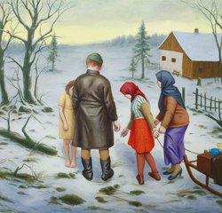 Martin Kuriš, 24. Resettlement, oil on canvas, 280x200cm, 2015