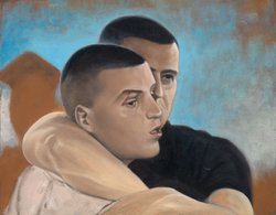 Leif Borges, Zwei Brüdaz, Öl auf Leinwand, 24 x 30 cm, 2012