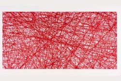 Vlado Ondrej, NETWORK - RED 1, aus der Serie NETWORK, 2019, Kaltnadelradierung, 120 cm x 210 cm (Blatt), Foto: K. Zimmermann