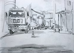 Johan Schäfer, Skizzenbuch Hammerbrook, 2013, Bleistift auf Papier, 21x28 cm