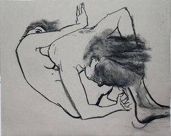 Doppelakt, Kohle auf Ingrespapier, 47,5 x 62 cm, 2007